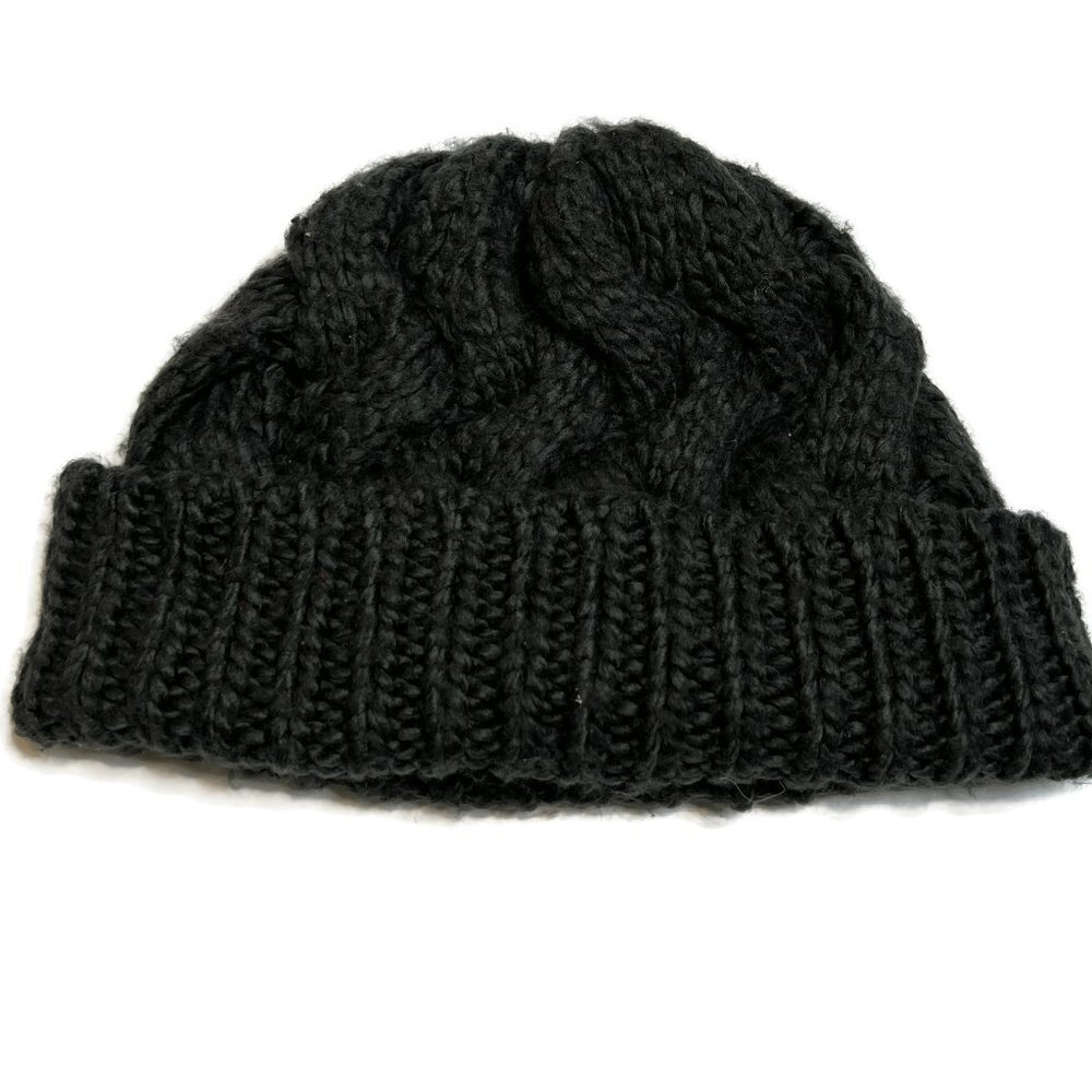 BDG Cable Knit Beanie Hat Dark Green Cuffed Twisted Acrylic